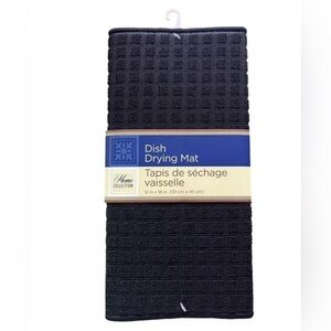 Home Collection Dish Drying Mats, Black, 12" x 18", 2 Pack